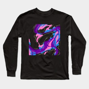 Fluid Pink - Purple & Blue Ink Abstract Long Sleeve T-Shirt